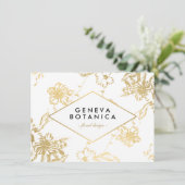  Gold Floral Pattern White Cadeaubon (Staand voorkant)