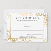  Gold Floral Pattern White Cadeaubon (Achterkant)