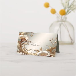 Gold Floral Place Card Plaatskaartje
