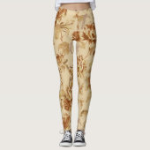 Gold Floral Popular Leggings (Voorkant)