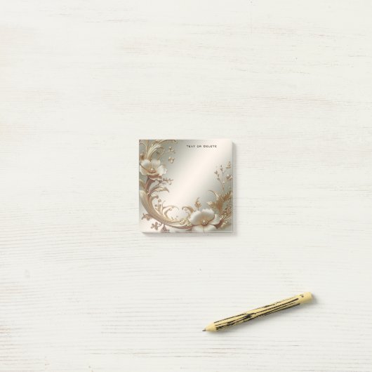 Gold Floral Post it Notes (Op bureau)