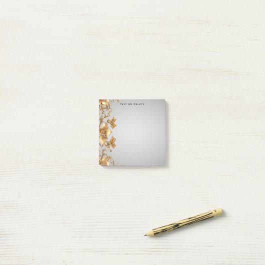 Gold Floral Post merkt op Post-it® Notes (Op bureau)