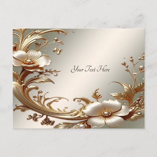 Gold Floral Postcard Briefkaart (Voorkant)