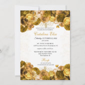 Gold Floral Quinceanera Birthday Kaart (Achterkant)
