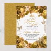 Gold Floral Quinceanera Birthday Kaart (Voorkant / Achterkant)