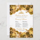 Gold Floral Quinceanera Court of Honor Kaart (Voorkant)