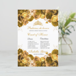 Gold Floral Quinceanera Court of Honor Kaart