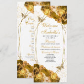 Gold Floral Quinceanera Kaart (Voorkant / Achterkant)