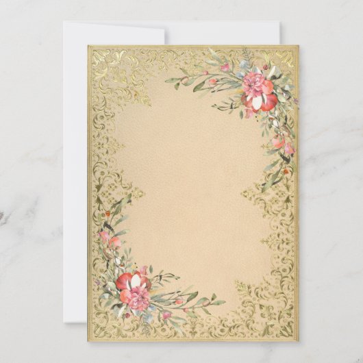  Gold Floral Quinceañera Welkom Yard Save The Date (Achterkant)