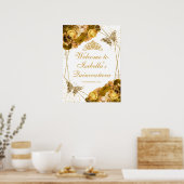 Gold Floral Quinceanera Welkomstteken Poster (Keuken)
