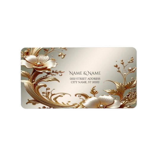 Gold Floral Return Address Label (Voorkant)