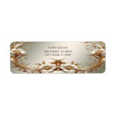 Gold Floral Return Address Label (Voorkant)