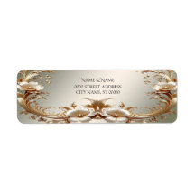 Gold Floral Return Address Label