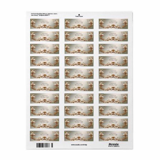 Gold Floral Return Address Label (Full Sheet)