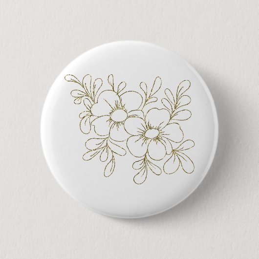 Gold Floral Ronde Button 5,7 Cm (Voorkant)
