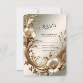 Gold Floral RSVP Card (Voorkant)
