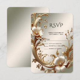 Gold Floral RSVP Card Kaartje