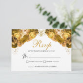 Gold Floral RSVP Enclosure Kaart (Staand voorkant)