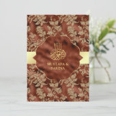 Gold Floral Rust Oranje islamitisch huwelijk Kaart (Staand voorkant)