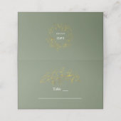 Gold Floral Sage Green Wedding Table Number Plaatskaartje (Buitenkant ongevouwen)