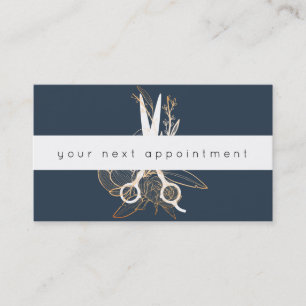 Gold Floral Salon Scissors Logo Benoeming Visitekaartje