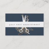 Gold Floral Salon Scissors Logo Benoeming Visitekaartje (Voorkant)