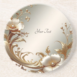 Gold Floral Sandstone Coaster Zandsteen Onderzetter