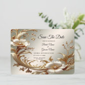 Gold Floral Save The Date (Staand voorkant)