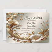 Gold Floral Save The Date (Voorkant)