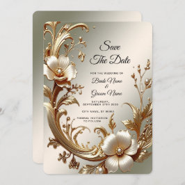 Gold Floral Save the Date