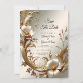 Gold Floral Save the Date (Voorkant)