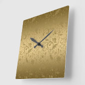 Gold Floral-schade op gouden achtergrond Vierkante Klok (Hoek)