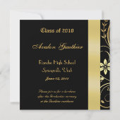 Gold Floral Scroll Class of Afstuderen Invitation Kaart (Achterkant)