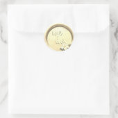 *~* Gold Floral Silver Wax Seal Stamp Wedding Ronde Sticker (Tas)