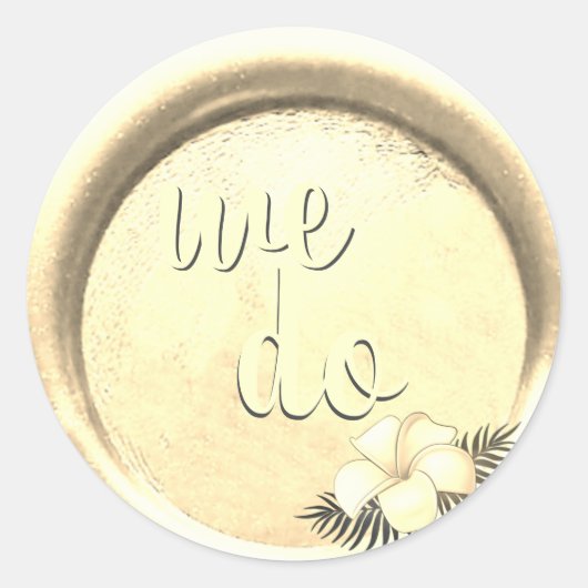 *~* Gold Floral Silver Wax Seal Stamp Wedding Ronde Sticker (Voorkant)