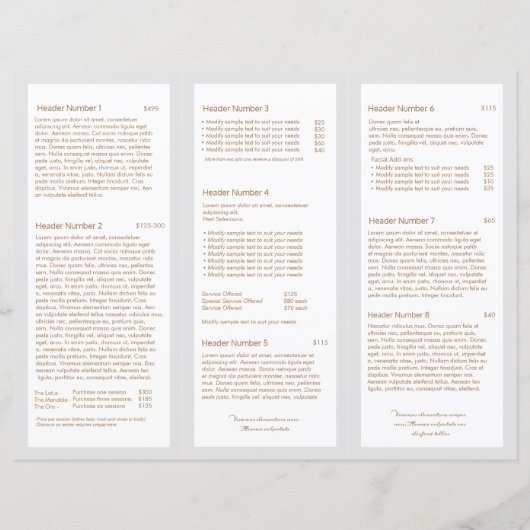 Gold Floral Skin Care Spa TriFold Brochure (Achterkant)