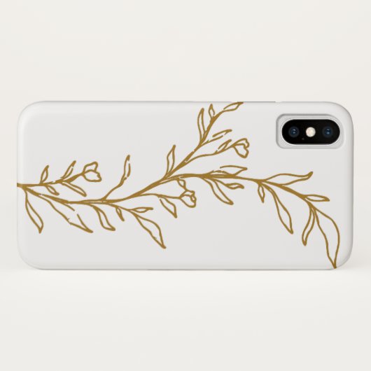 Gold Floral Stem Line Drawing iPhone / iPad case (Achterkant (horizontaal))