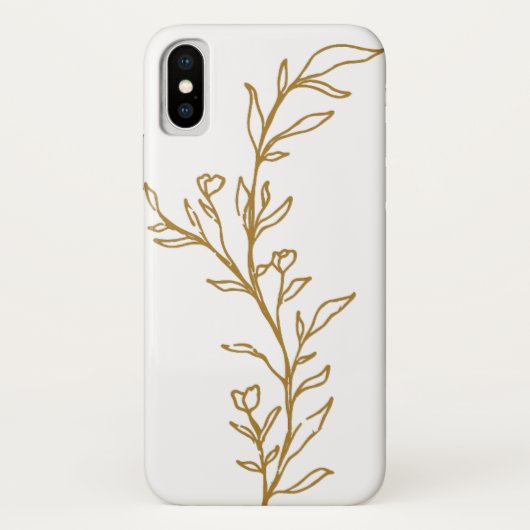 Gold Floral Stem Line Drawing iPhone / iPad case (Achterkant)