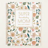  Gold Floral Super Homeschoing mam White Planner (Voorkant)