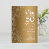 Gold Floral Surprise 50ste Jubileum Kaart (Staand voorkant)