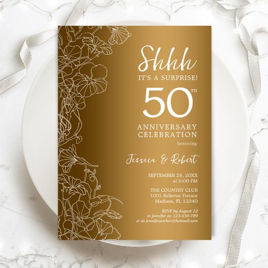Gold Floral Surprise 50ste Jubileum Kaart