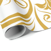 gold floral & swirl designs on a white background cadeaupapier (Rol Hoek)