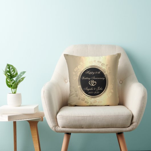 Gold Floral Swirls 50th Wedding Jubileum Kussen (Stoel)