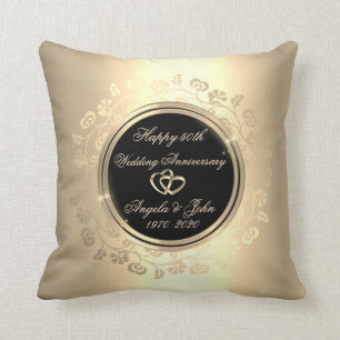 Gold Floral Swirls 50th Wedding Jubileum Kussen