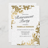 Gold Floral Swirls Invitation Kaart (Voorkant / Achterkant)