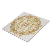 Gold Floral Symbol Art Square Tile Tegeltje (Zijkant)