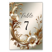 Gold Floral Table Number Kaart (Achterkant)