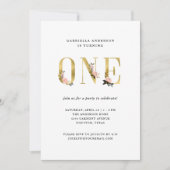 Gold Floral-tekst | Eerste verjaardag Kaart (Voorkant)