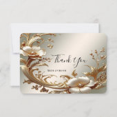 Gold Floral Thank You Card Bedankkaart (Voorkant)