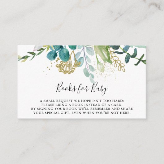 Gold Floral Tropical Baby shower Boekaanvraag Informatiekaartje (Voorkant)